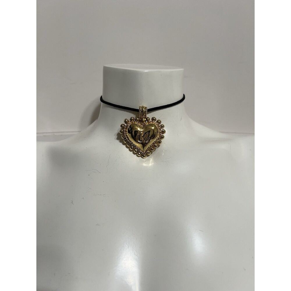 Vtg Christian Lacroix Gold Logo Heart Pendant